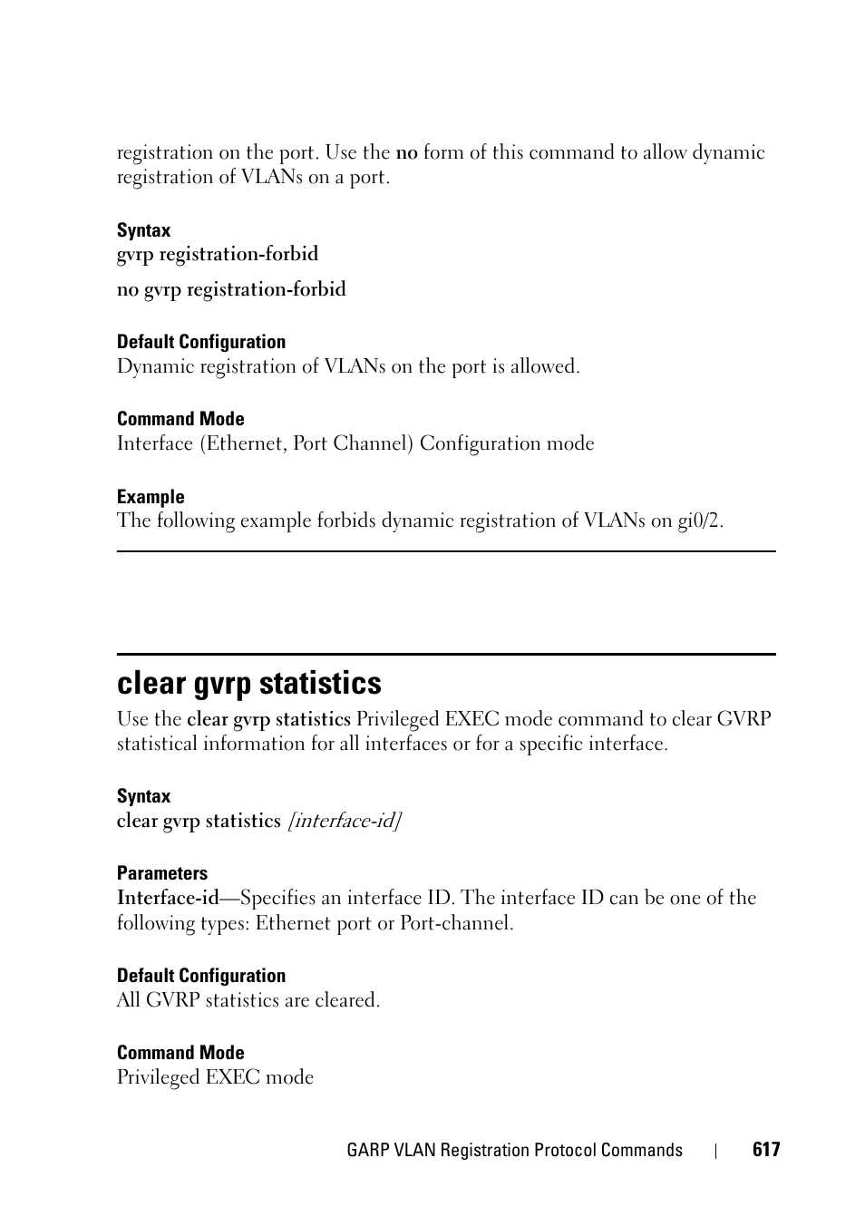 Clear gvrp statistics | Dell PowerEdge VRTX User Manual | Page 617 / 832