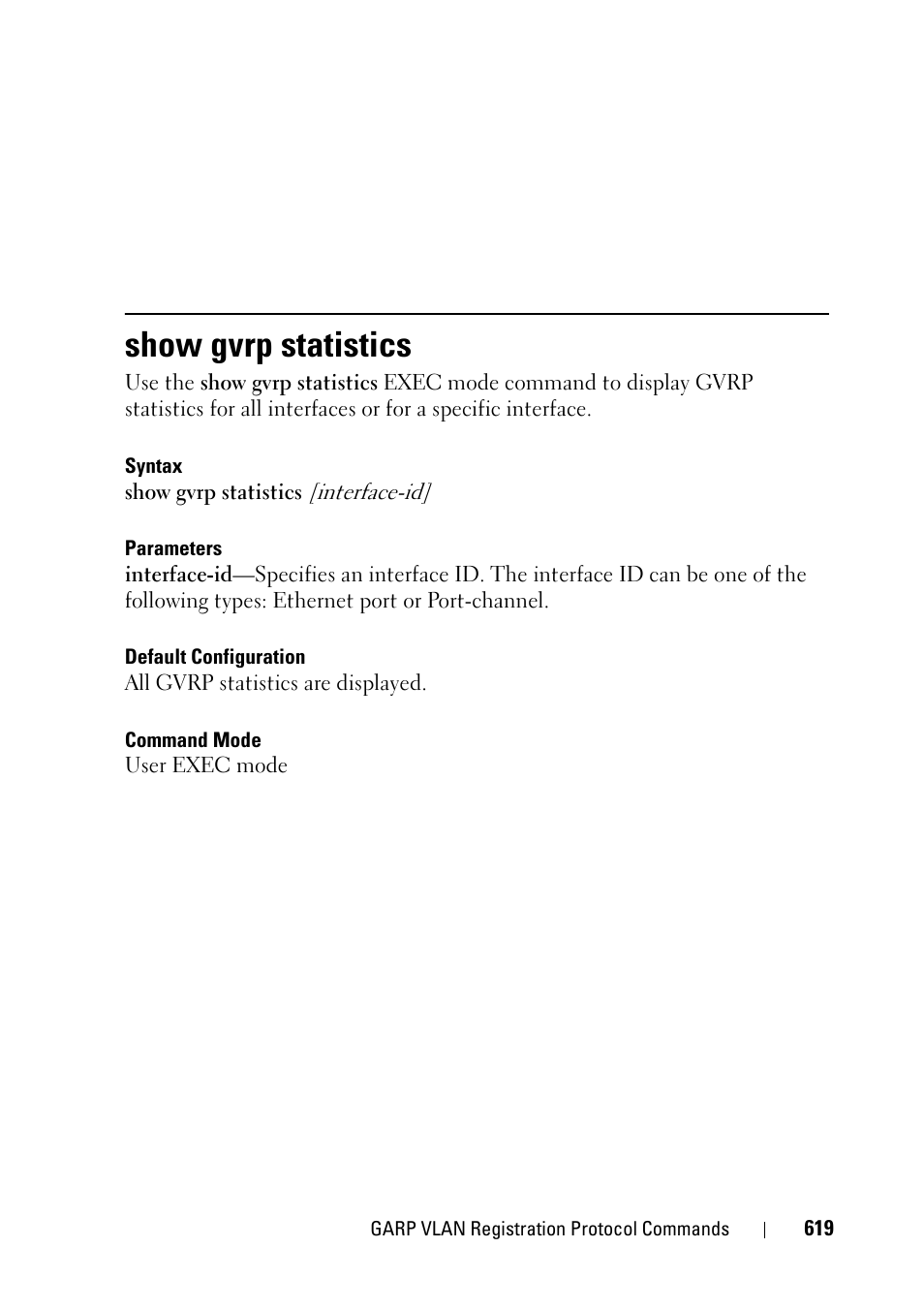 Show gvrp statistics | Dell PowerEdge VRTX User Manual | Page 619 / 832