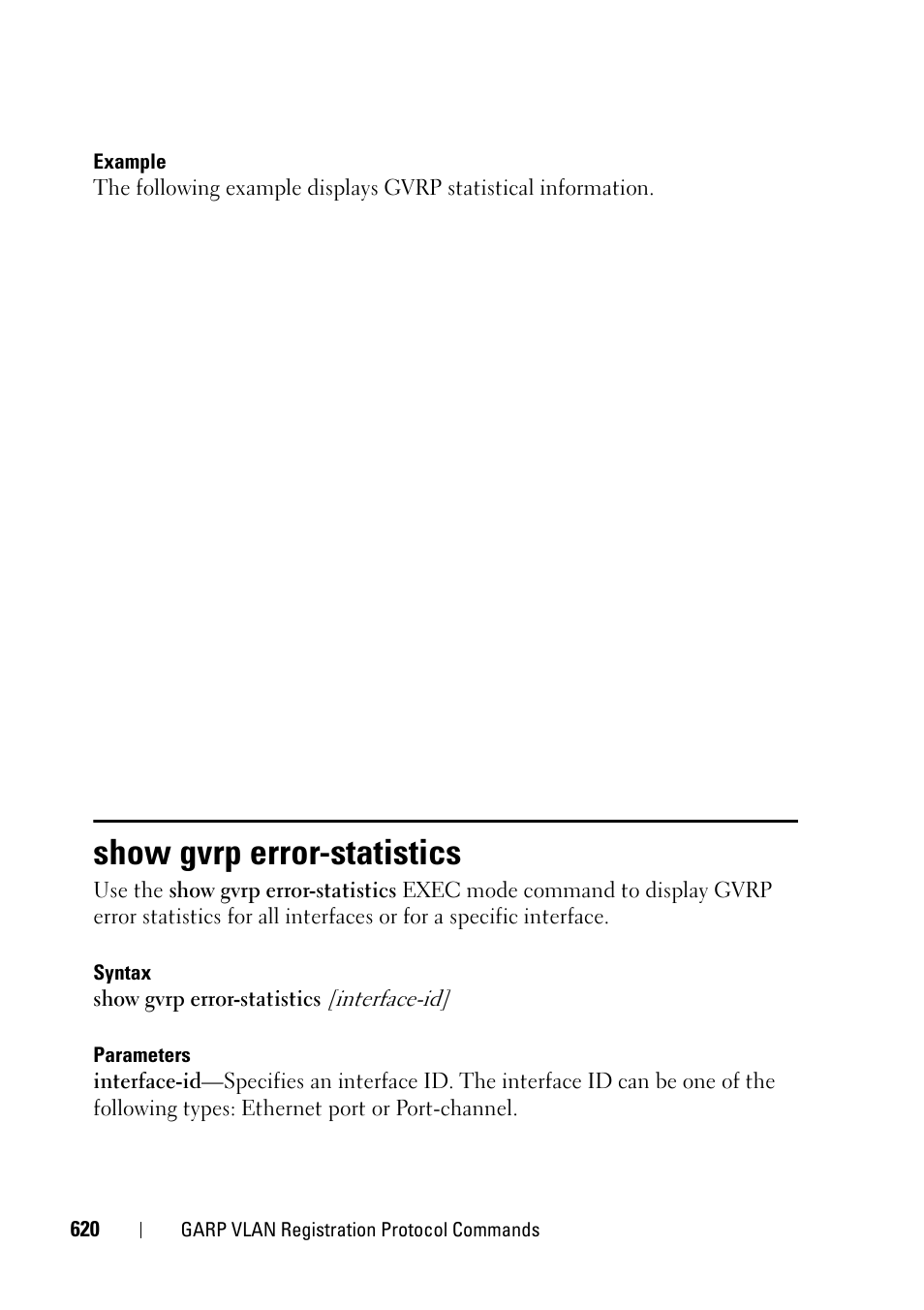 Show gvrp error-statistics | Dell PowerEdge VRTX User Manual | Page 620 / 832