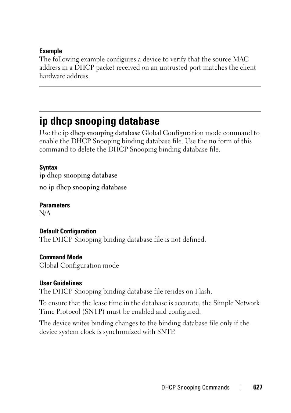 Ip dhcp snooping database | Dell PowerEdge VRTX User Manual | Page 627 / 832