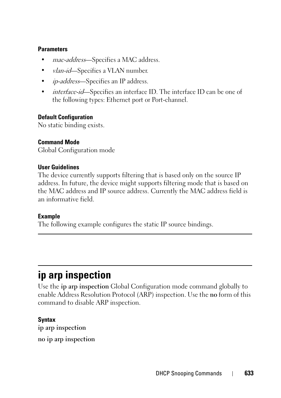 Ip arp inspection | Dell PowerEdge VRTX User Manual | Page 633 / 832