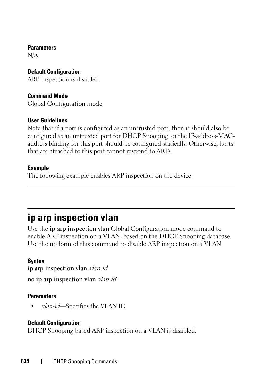 Ip arp inspection vlan | Dell PowerEdge VRTX User Manual | Page 634 / 832