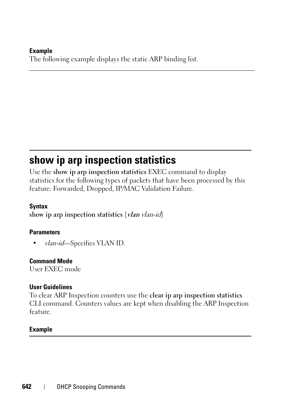 Show ip arp inspection statistics | Dell PowerEdge VRTX User Manual | Page 642 / 832