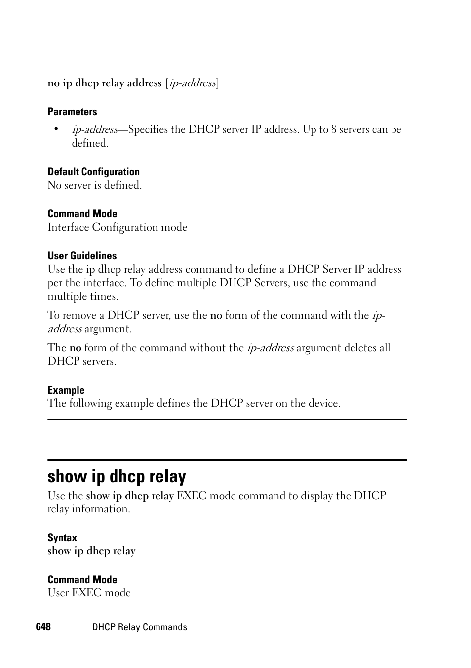 Show ip dhcp relay | Dell PowerEdge VRTX User Manual | Page 648 / 832