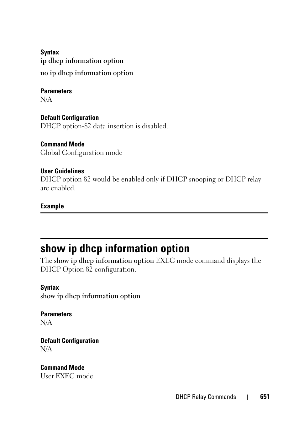 Show ip dhcp information option | Dell PowerEdge VRTX User Manual | Page 651 / 832