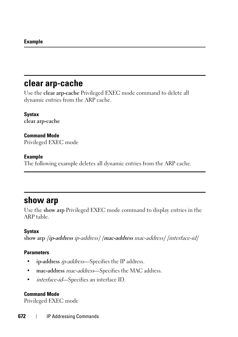 Clear arp-cache, Show arp | Dell PowerEdge VRTX User Manual | Page 672 / 832