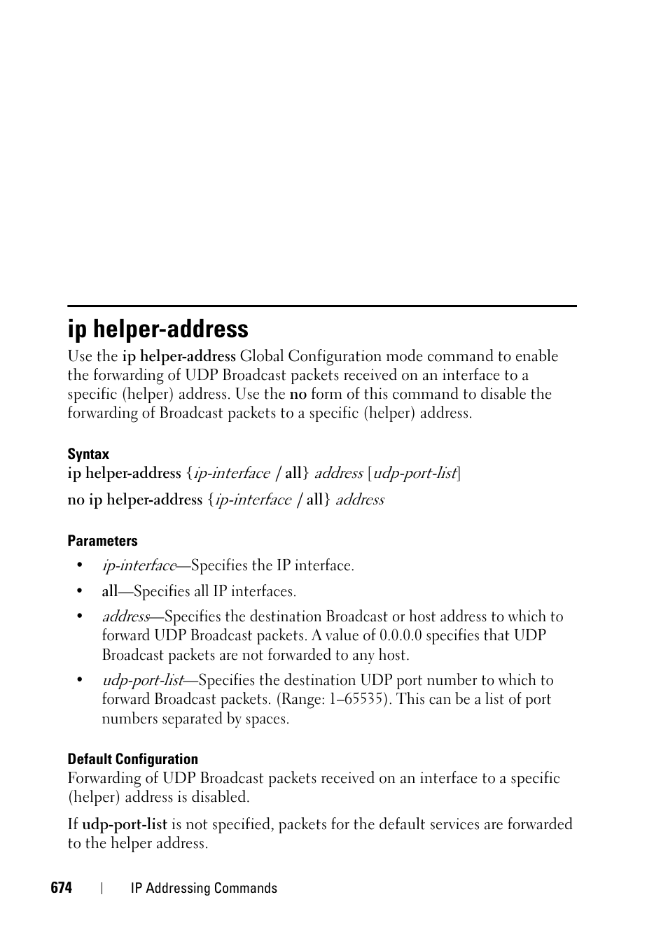 Ip helper-address | Dell PowerEdge VRTX User Manual | Page 674 / 832