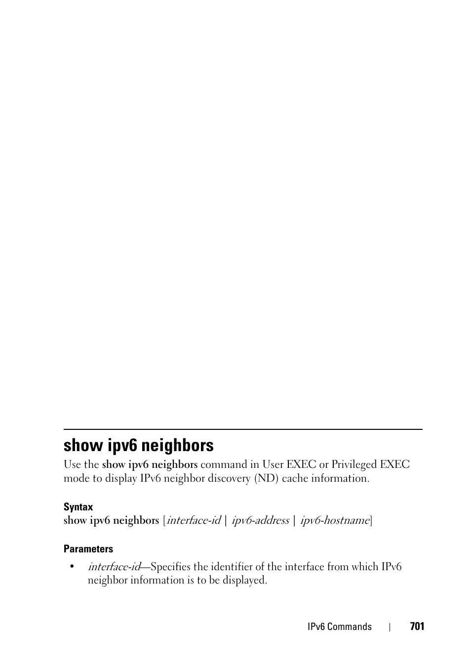 Show ipv6 neighbors | Dell PowerEdge VRTX User Manual | Page 701 / 832
