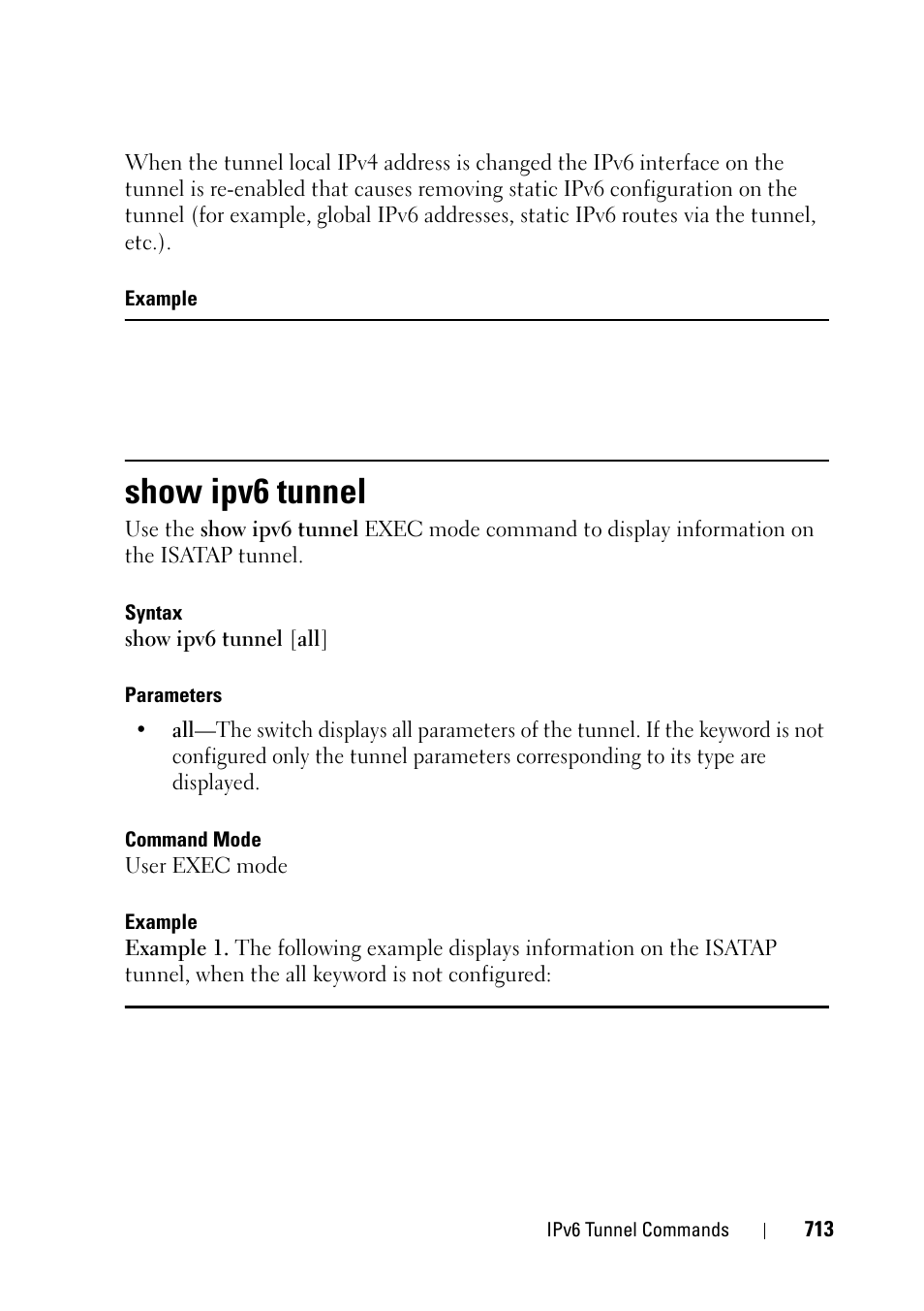 Show ipv6 tunnel | Dell PowerEdge VRTX User Manual | Page 713 / 832