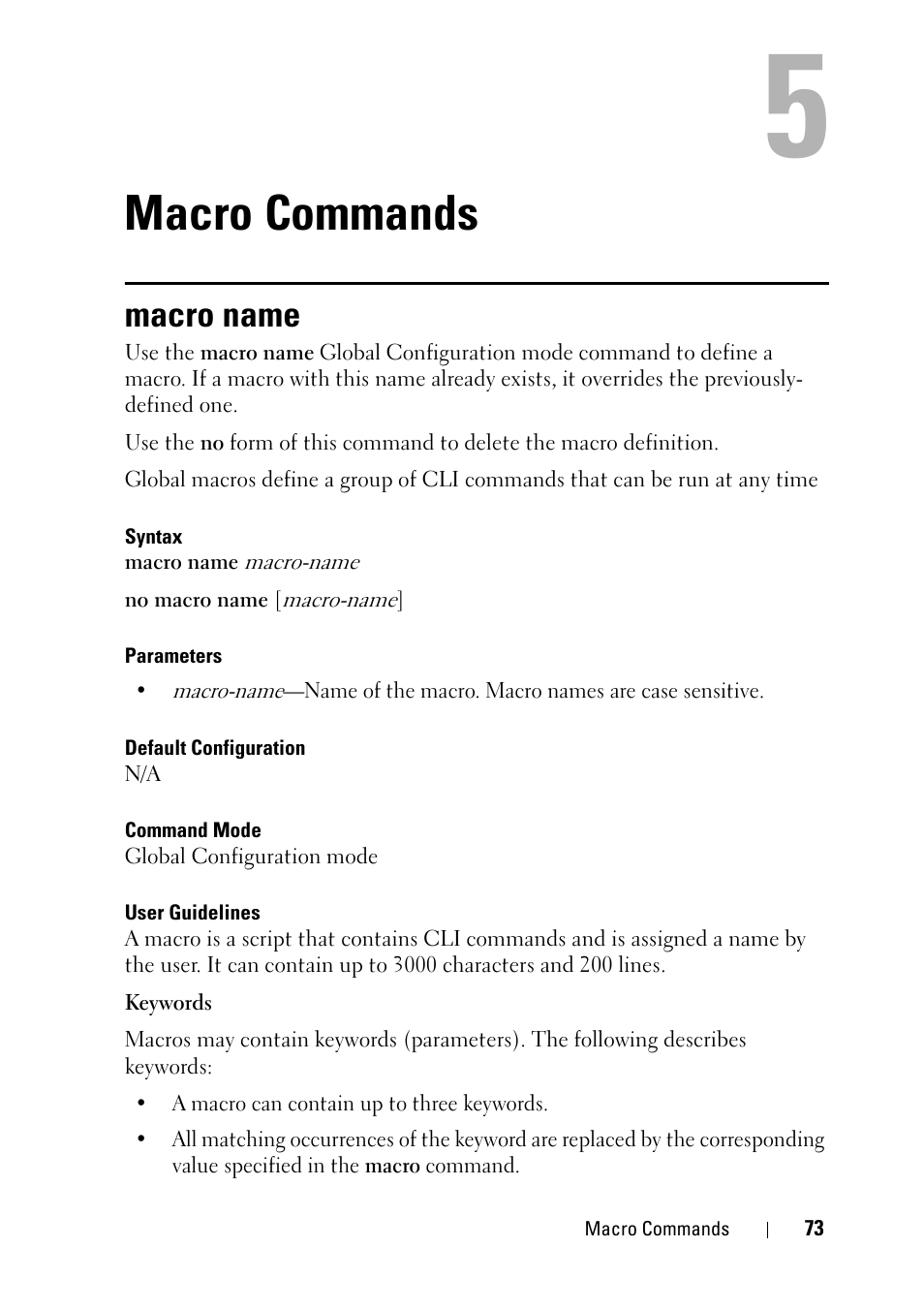 Macro commands, Macro name, 3 macro commands | Dell PowerEdge VRTX User Manual | Page 73 / 832