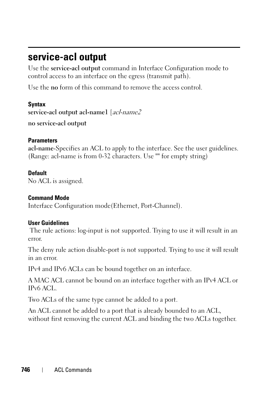 Service-acl output | Dell PowerEdge VRTX User Manual | Page 746 / 832