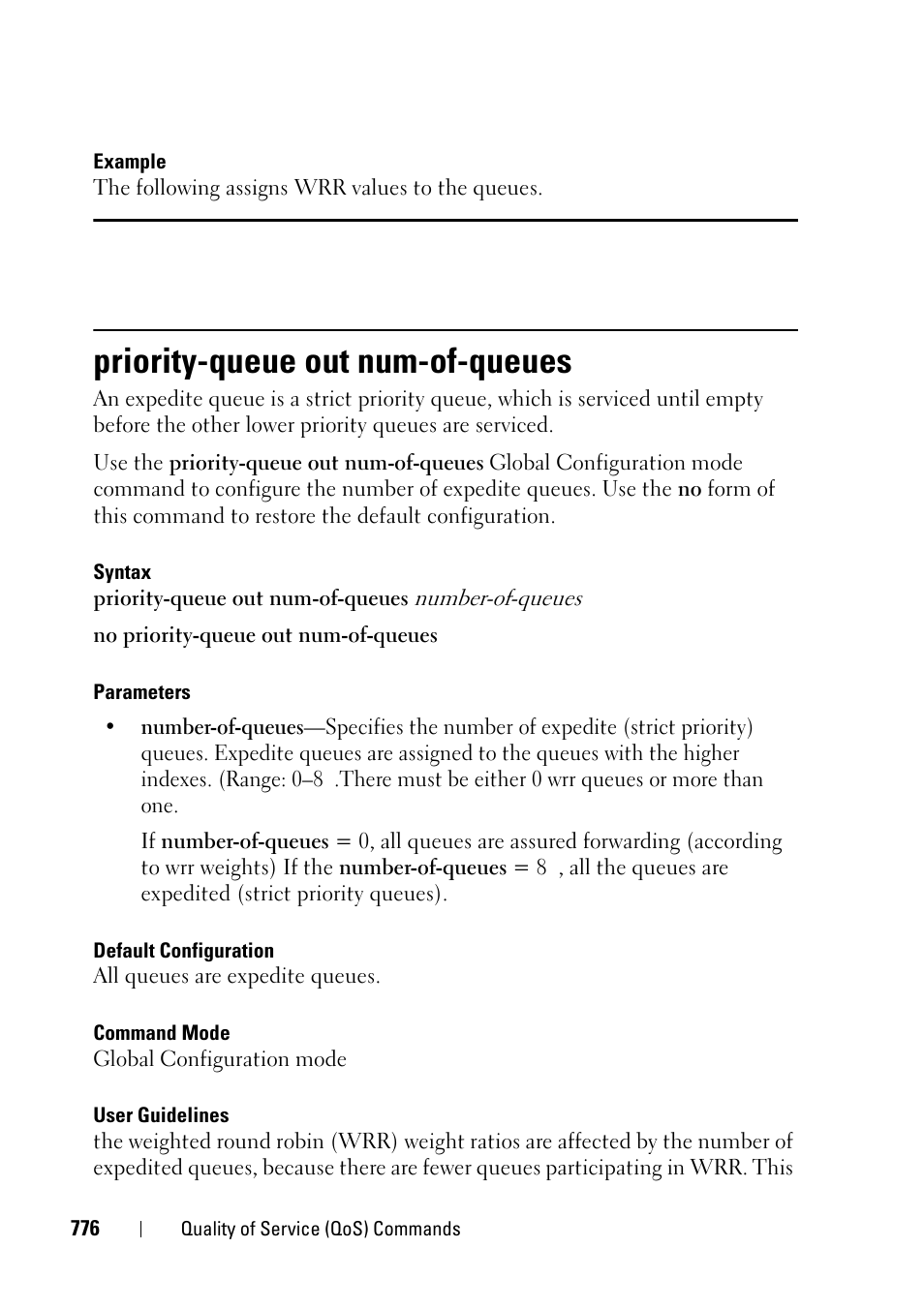 Priority-queue out num-of-queues | Dell PowerEdge VRTX User Manual | Page 776 / 832