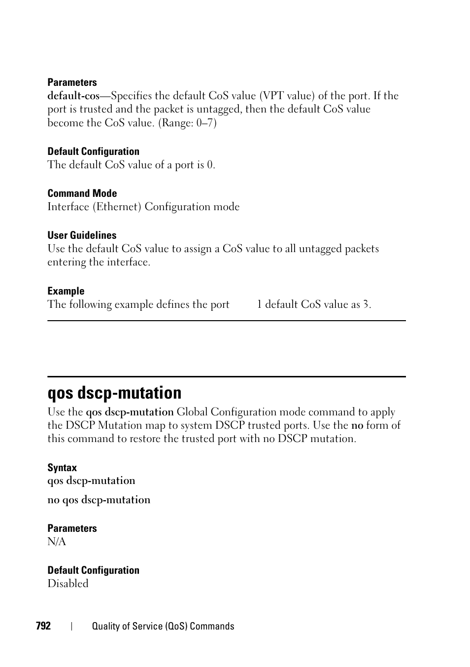 Qos dscp-mutation | Dell PowerEdge VRTX User Manual | Page 792 / 832