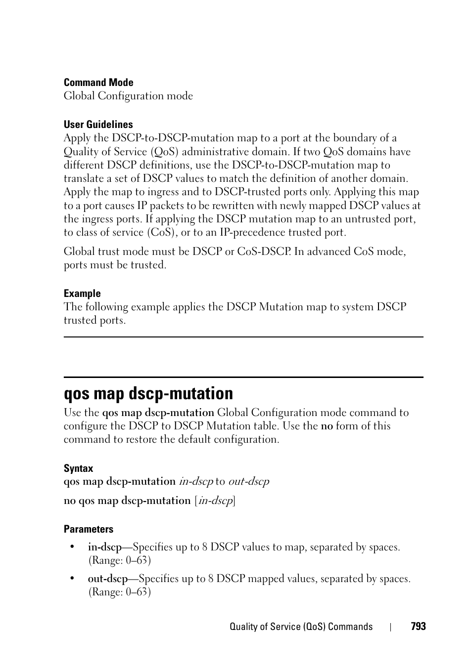 Qos map dscp-mutation | Dell PowerEdge VRTX User Manual | Page 793 / 832