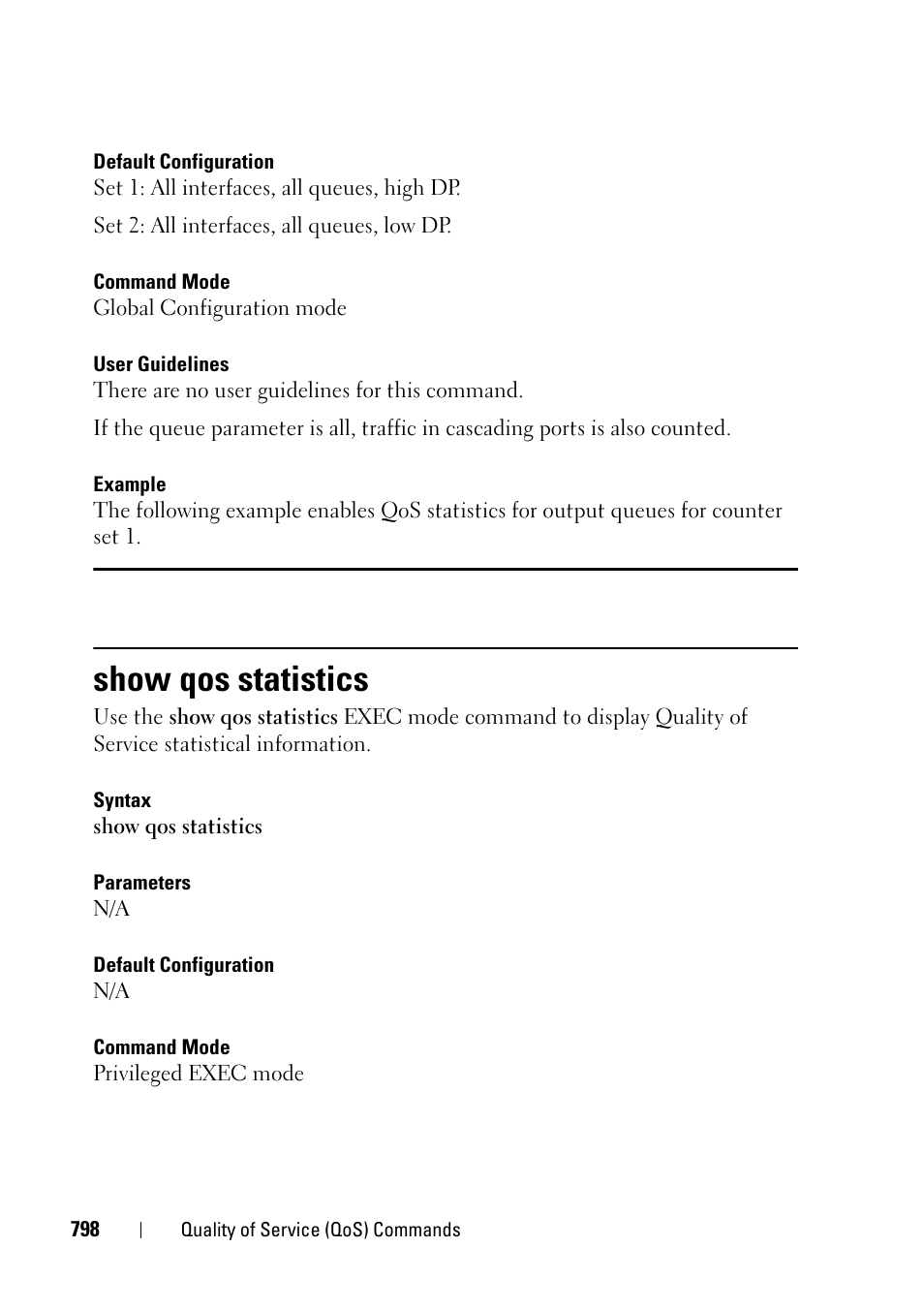 Show qos statistics | Dell PowerEdge VRTX User Manual | Page 798 / 832