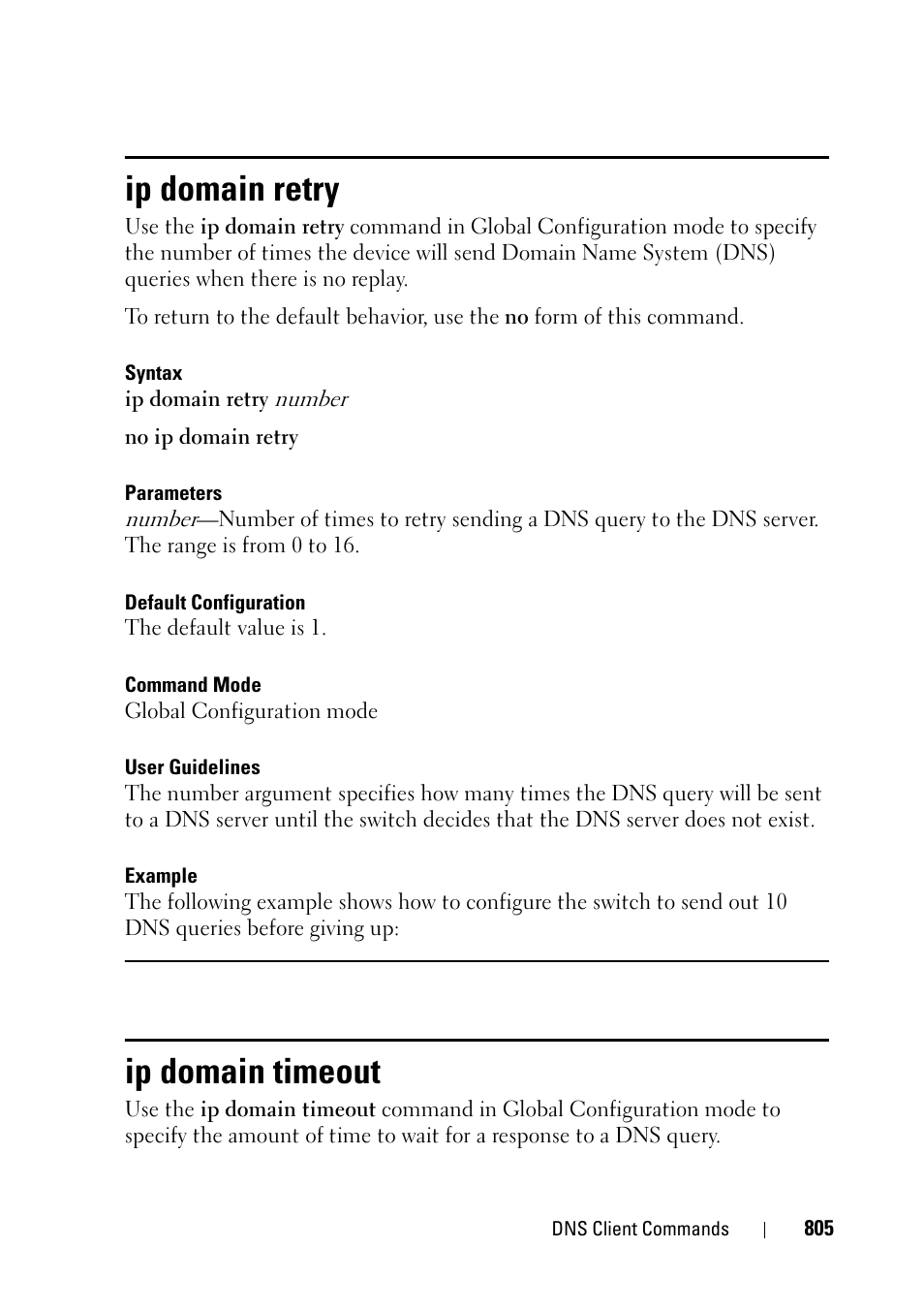 Ip domain retry, Ip domain timeout | Dell PowerEdge VRTX User Manual | Page 805 / 832