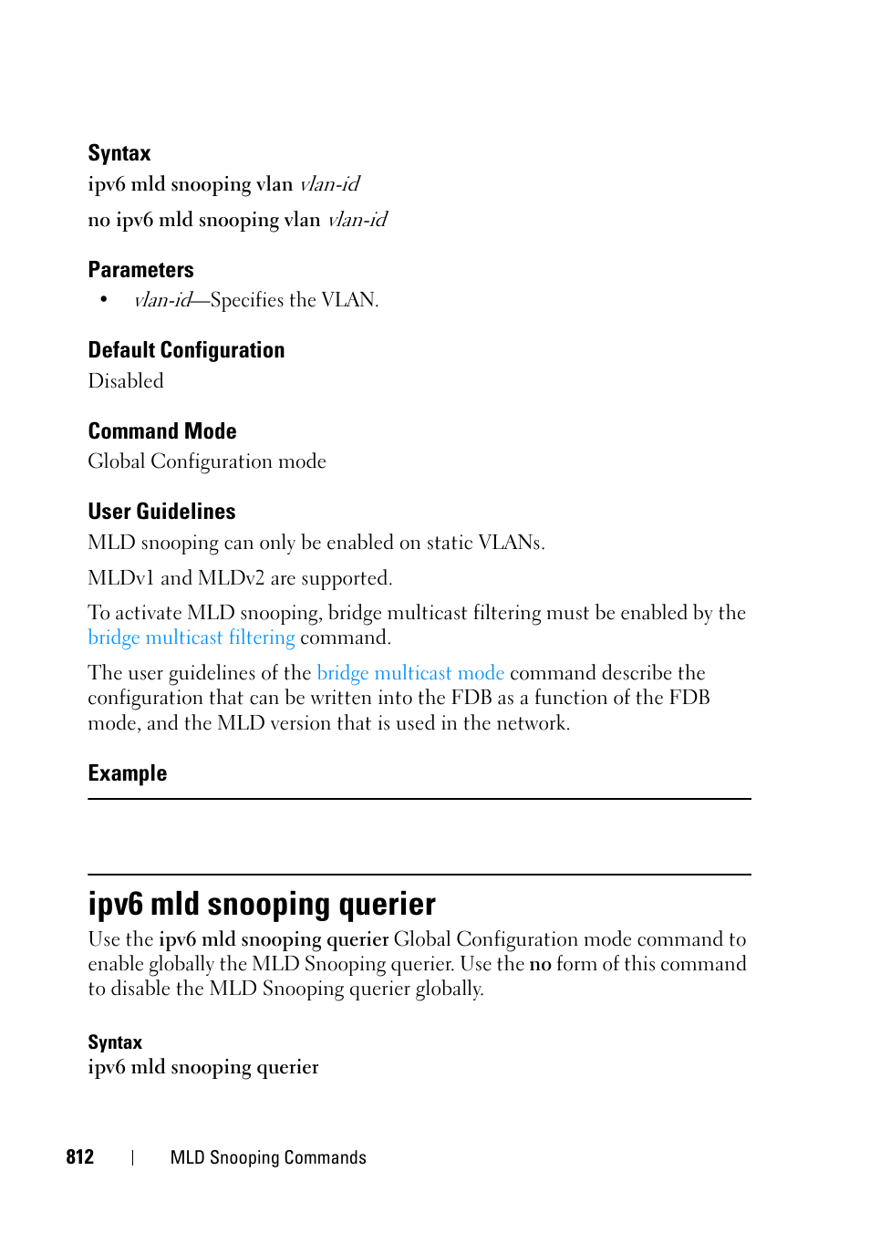 Ipv6 mld snooping querier | Dell PowerEdge VRTX User Manual | Page 812 / 832