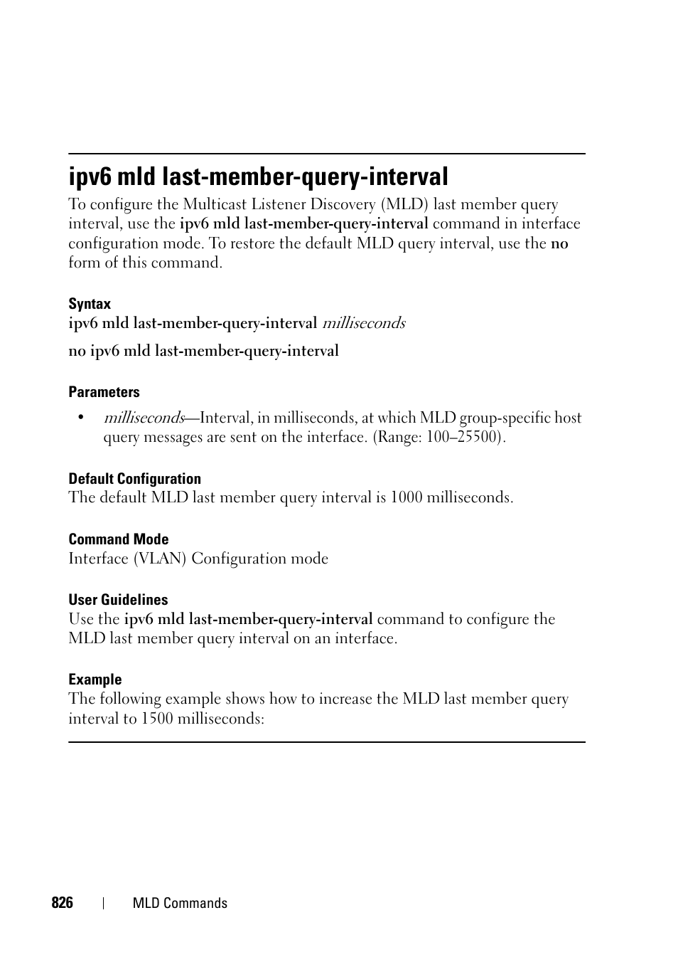 Ipv6 mld last-member-query-interval | Dell PowerEdge VRTX User Manual | Page 826 / 832