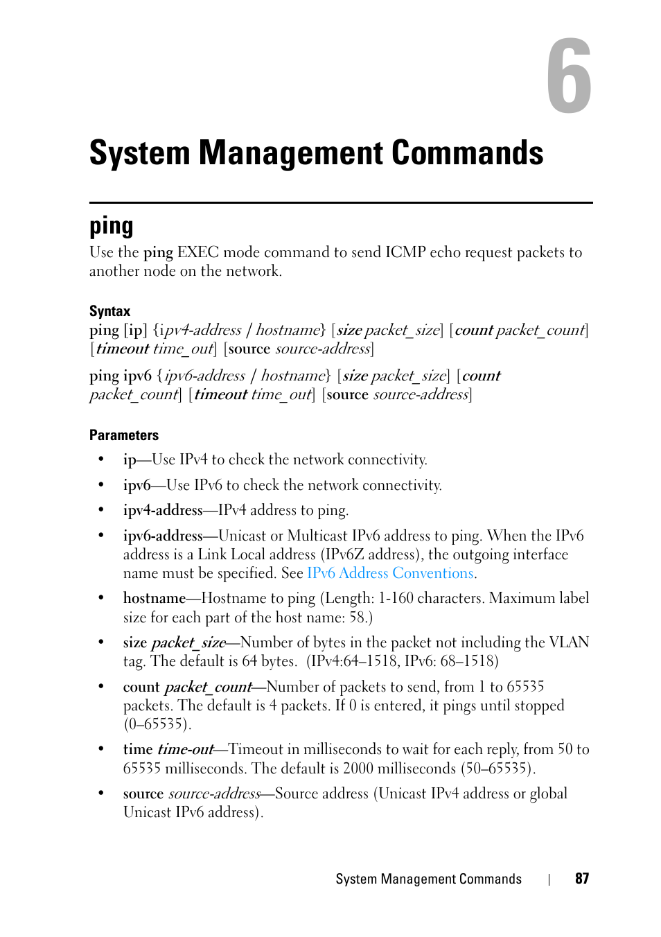 System management commands, Ping, 4 system management commands | Dell PowerEdge VRTX User Manual | Page 87 / 832
