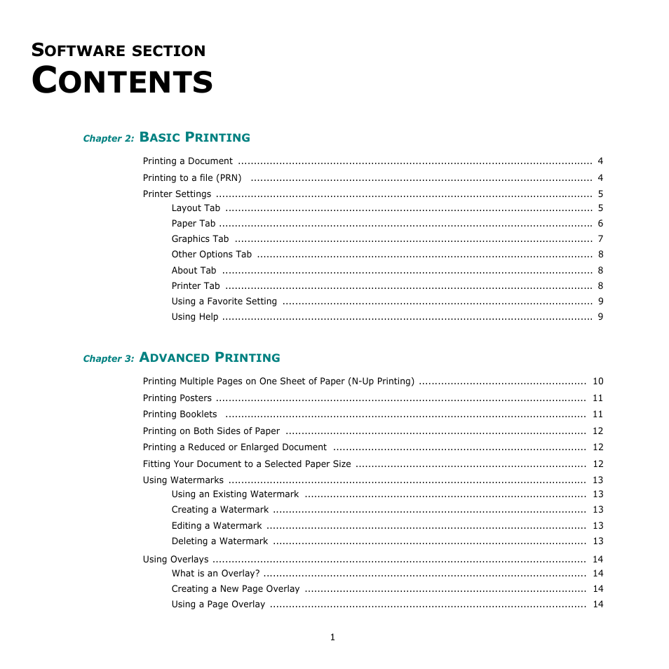 Software section contents, Ontents | Dell 2145cn Multifunction Color Laser Printer User Manual | Page 100 / 141