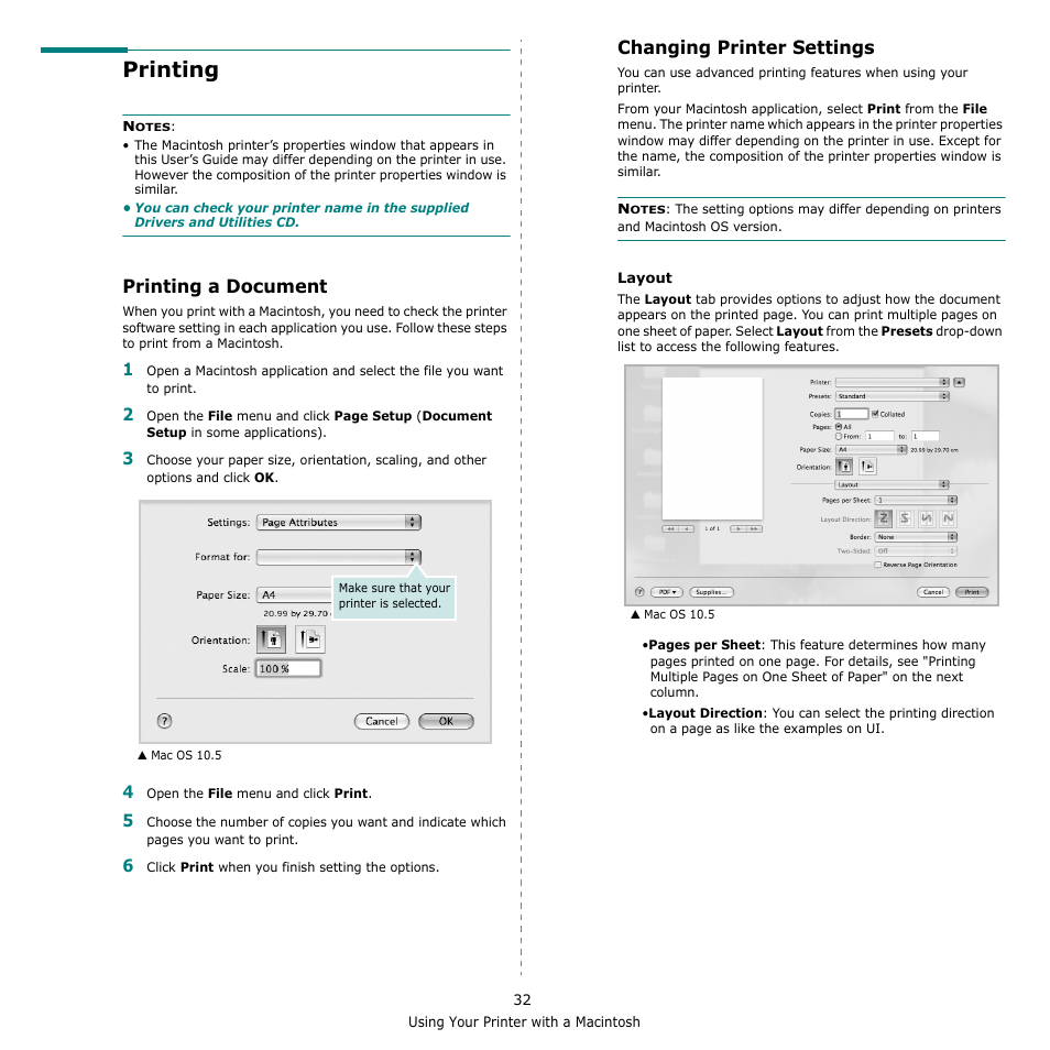 Printing, Printing a document, Changing printer settings | Printing a document changing printer settings | Dell 2145cn Multifunction Color Laser Printer User Manual | Page 137 / 141