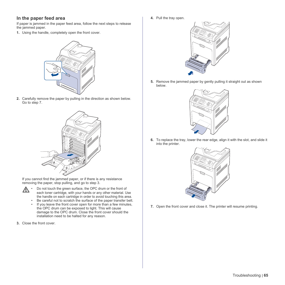 In the paper feed area, See "in the paper feed | Dell 2145cn Multifunction Color Laser Printer User Manual | Page 65 / 141