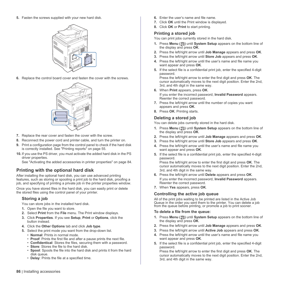 Printing with the optional hard disk | Dell 2145cn Multifunction Color Laser Printer User Manual | Page 86 / 141