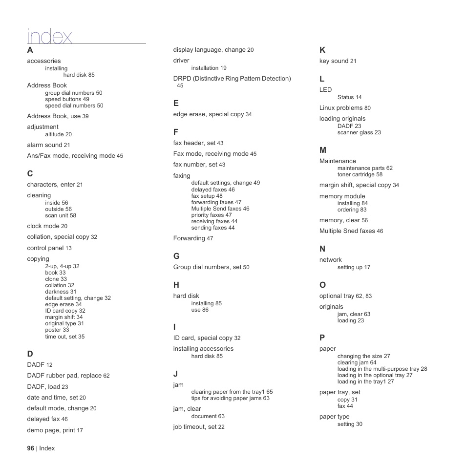 Index | Dell 2145cn Multifunction Color Laser Printer User Manual | Page 96 / 141