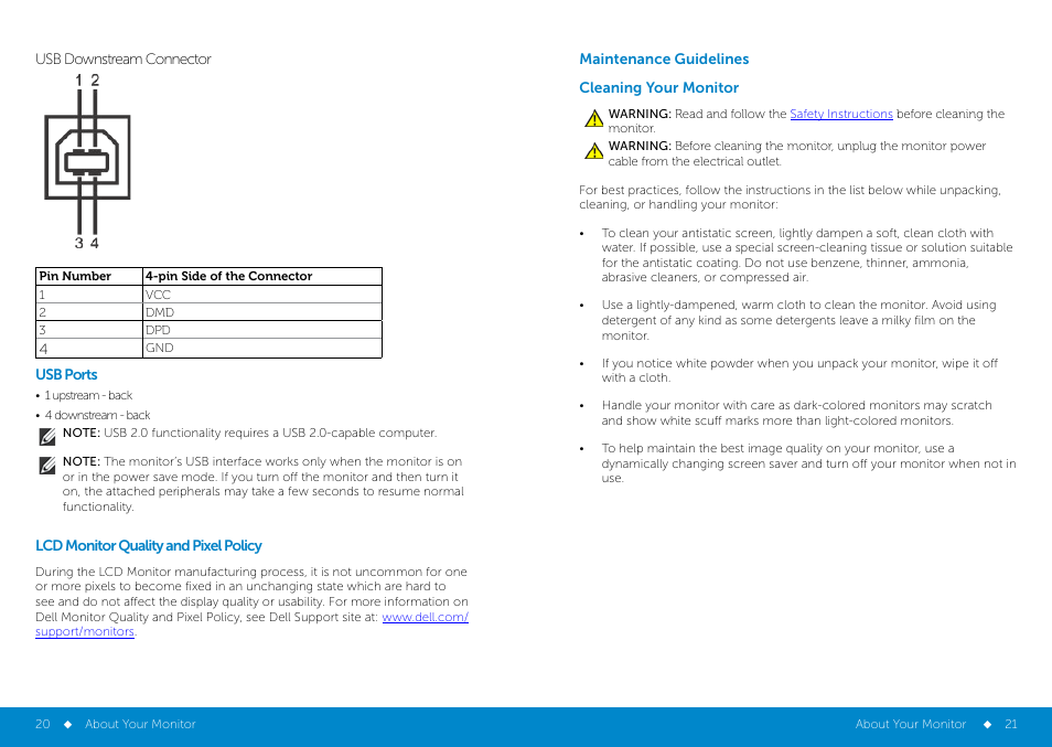 Maintenance, Cleaning, Setting up the monitor | Dell P2314H Monitor User Manual | Page 11 / 37
