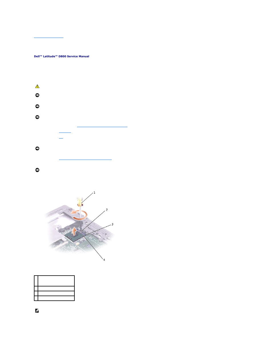 Microprocessor module, Removing the microprocessor module | Dell Latitude D800 User Manual | Page 10 / 48