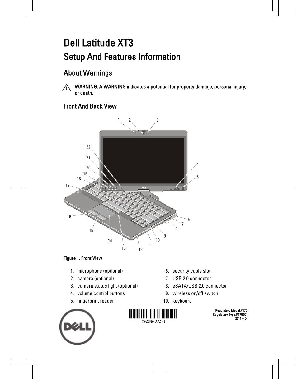 Dell Latitude XT3 (Mid 2011) User Manual | 9 pages