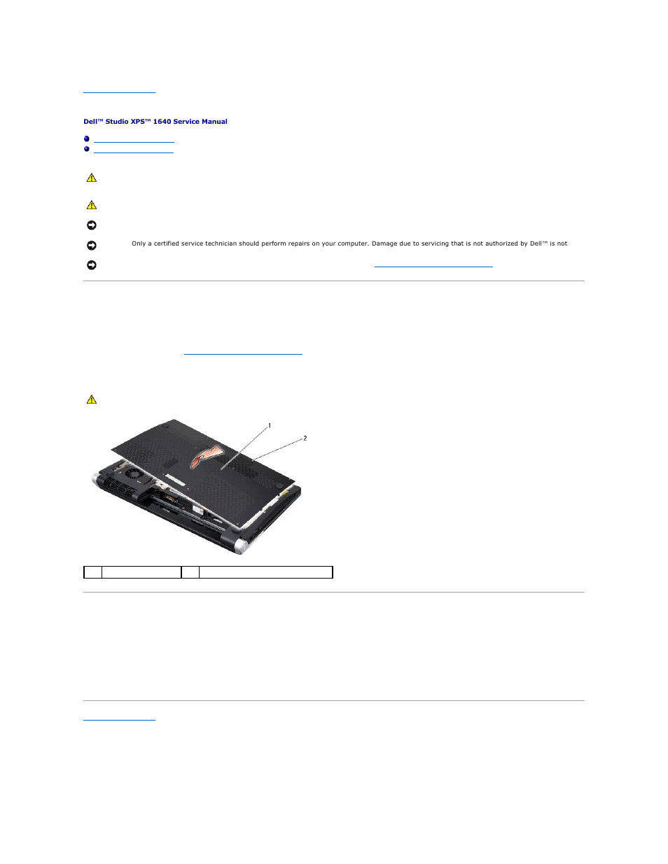 Base cover, Removing the base cover, Replacing the base cover | Dell Studio XPS 1645 (Late 2009) User Manual | Page 7 / 47
