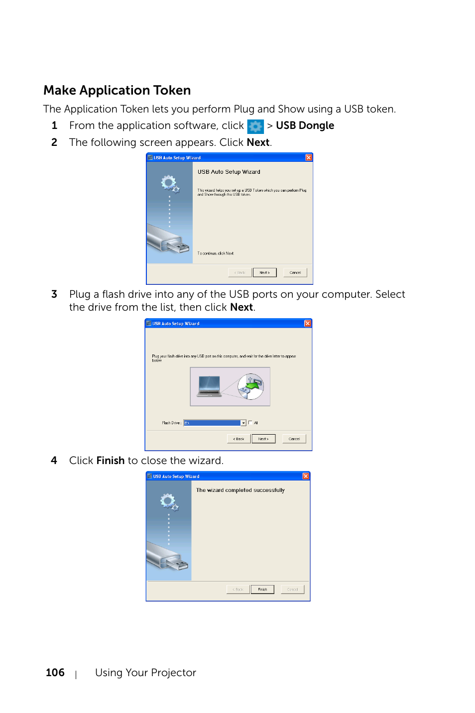 Make application token | Dell S520 Projector User Manual | Page 106 / 130