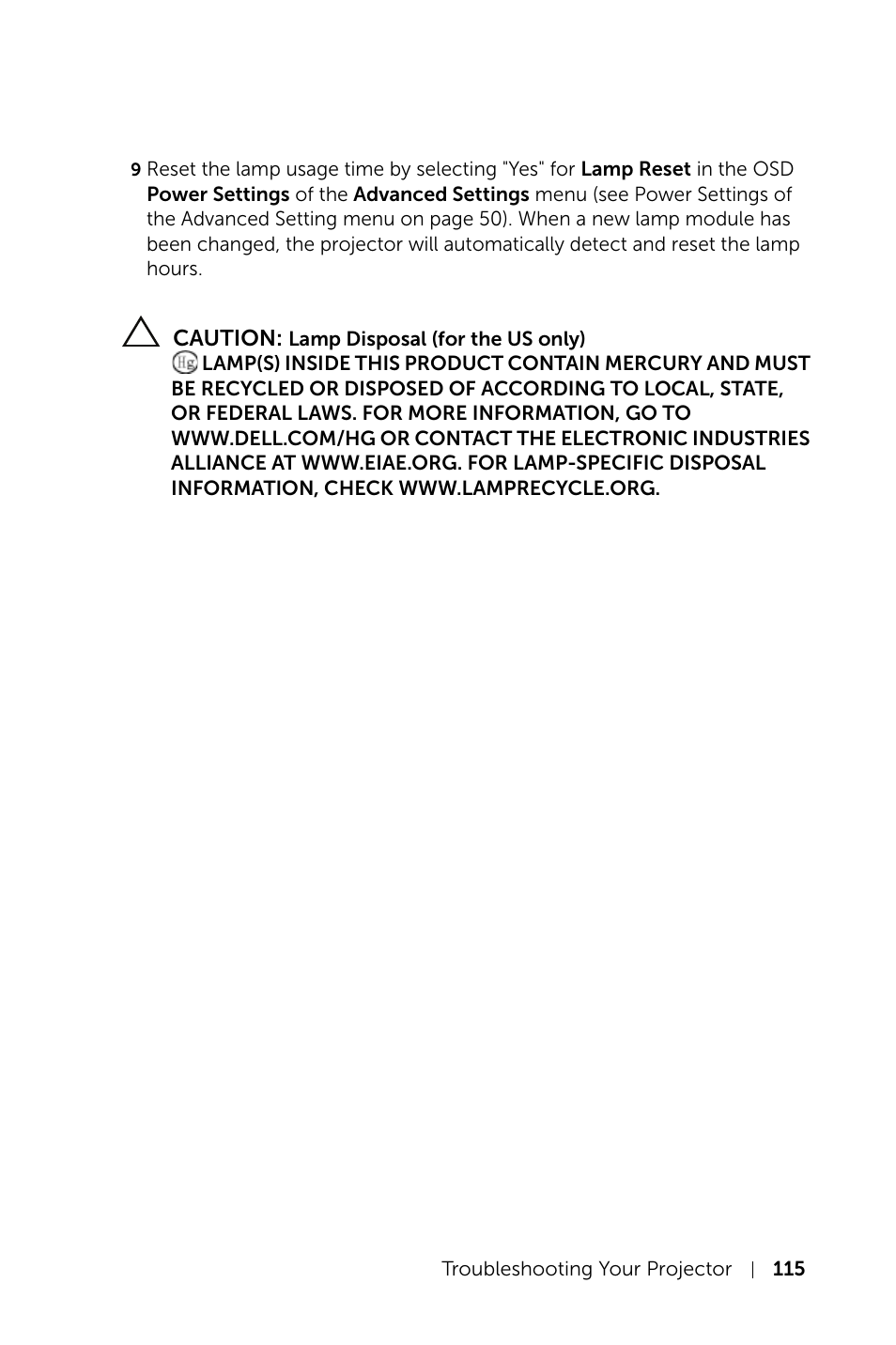 Dell S520 Projector User Manual | Page 115 / 130