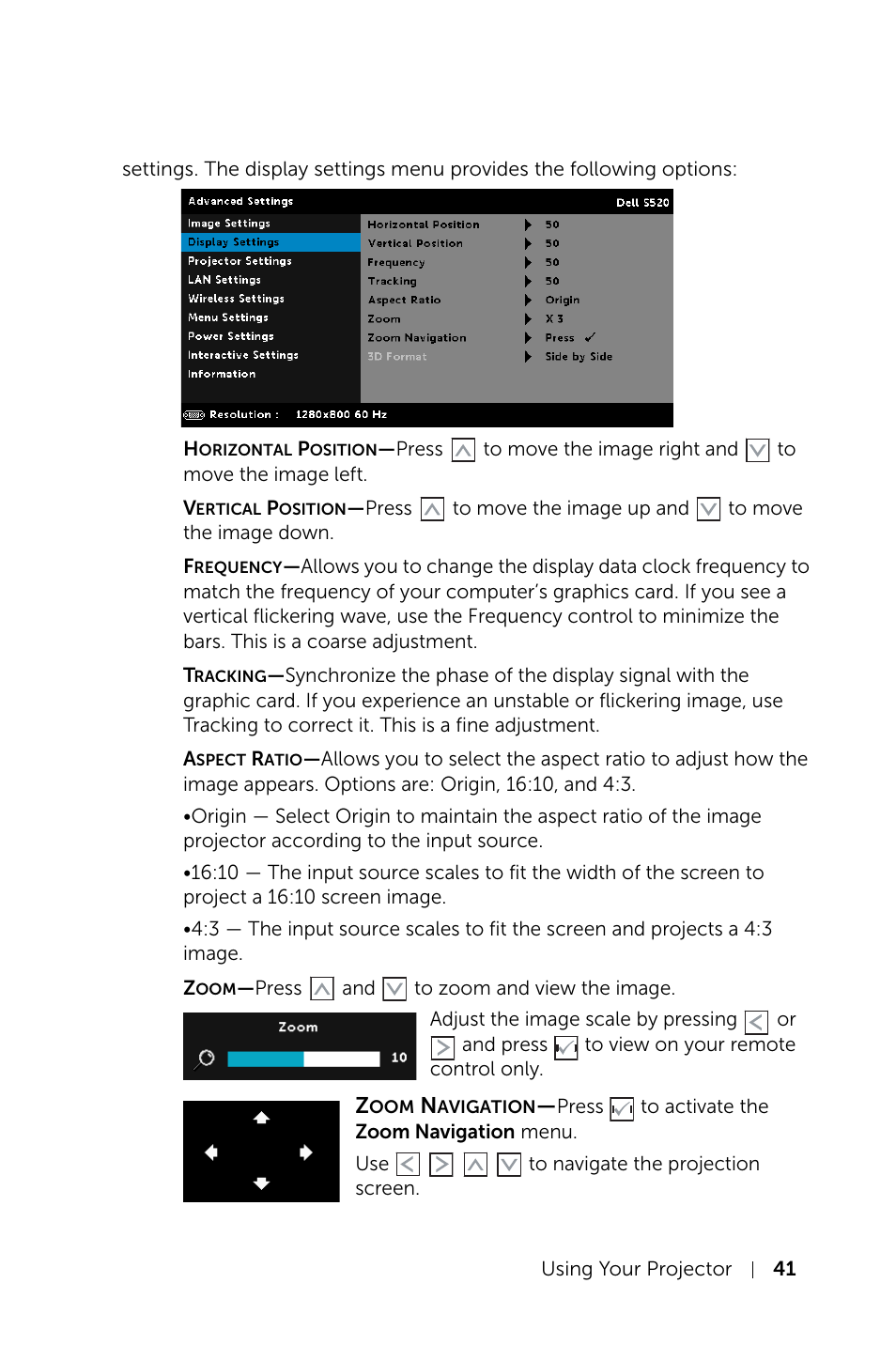 Dell S520 Projector User Manual | Page 41 / 130