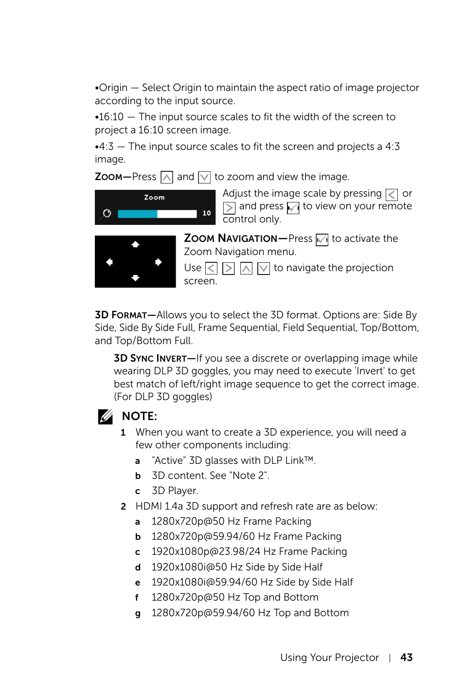 Dell S520 Projector User Manual | Page 43 / 130