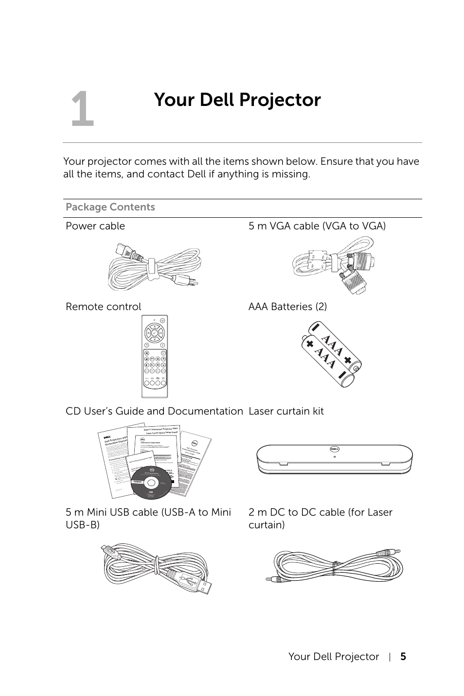 Your dell projector, September 2013, Contents: • user's guide | 0 tw3hma00 | Dell S520 Projector User Manual | Page 5 / 130