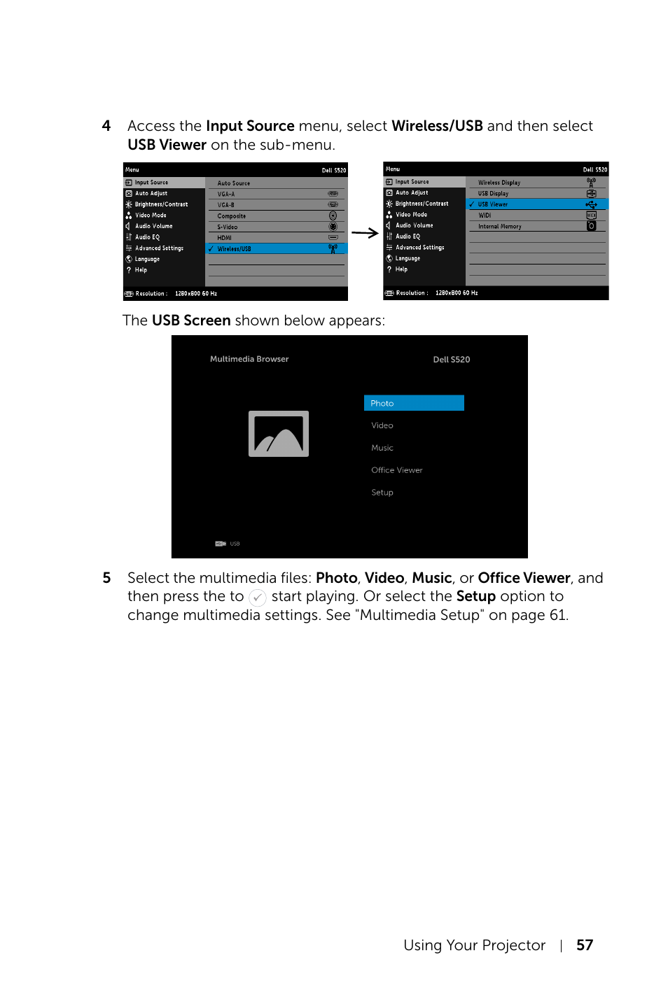 Dell S520 Projector User Manual | Page 57 / 130