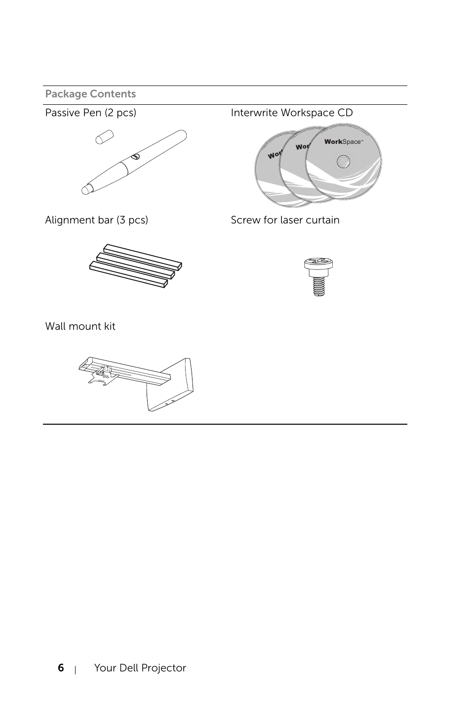 Work space, Workspace | Dell S520 Projector User Manual | Page 6 / 130