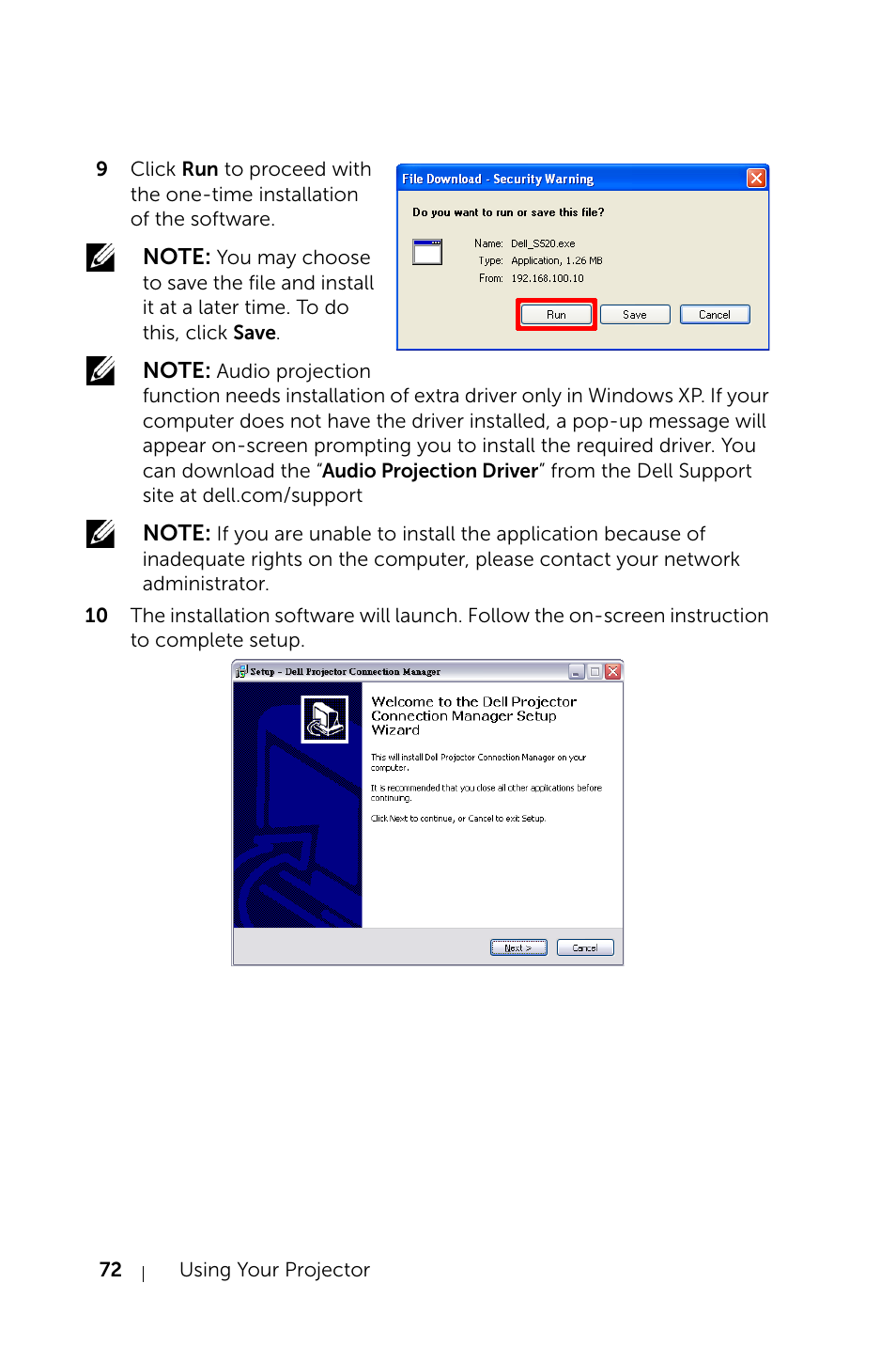 Dell S520 Projector User Manual | Page 72 / 130