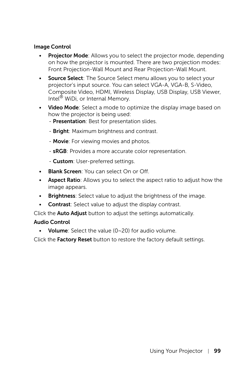 Dell S520 Projector User Manual | Page 99 / 130
