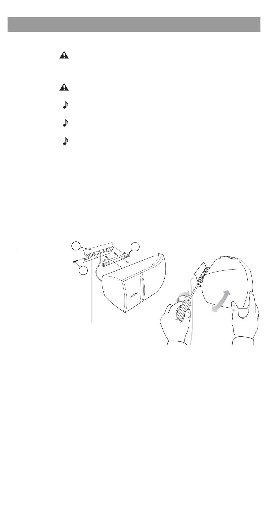 Mounting your speakers on a wall, Setting up mounting your speakers on a wall | Bose VCS-10 User Manual | Page 11 / 17