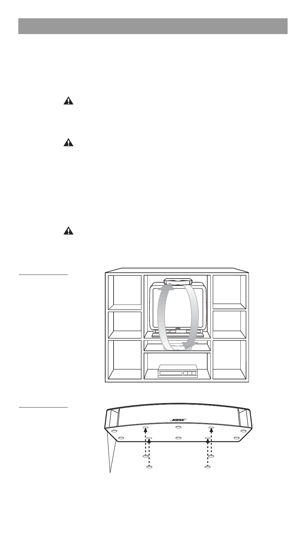 Place the center speaker, Setting up place the center speaker | Bose VCS-10 User Manual | Page 6 / 17