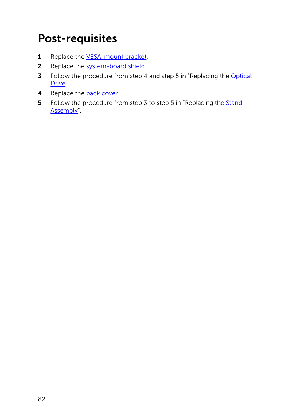 Post-requisites | Dell Inspiron 20 (3048, Early 2014) User Manual | Page 82 / 85