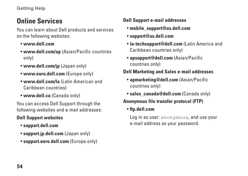 Online services | Dell Studio XPS 1645 (Late 2009) User Manual | Page 56 / 80