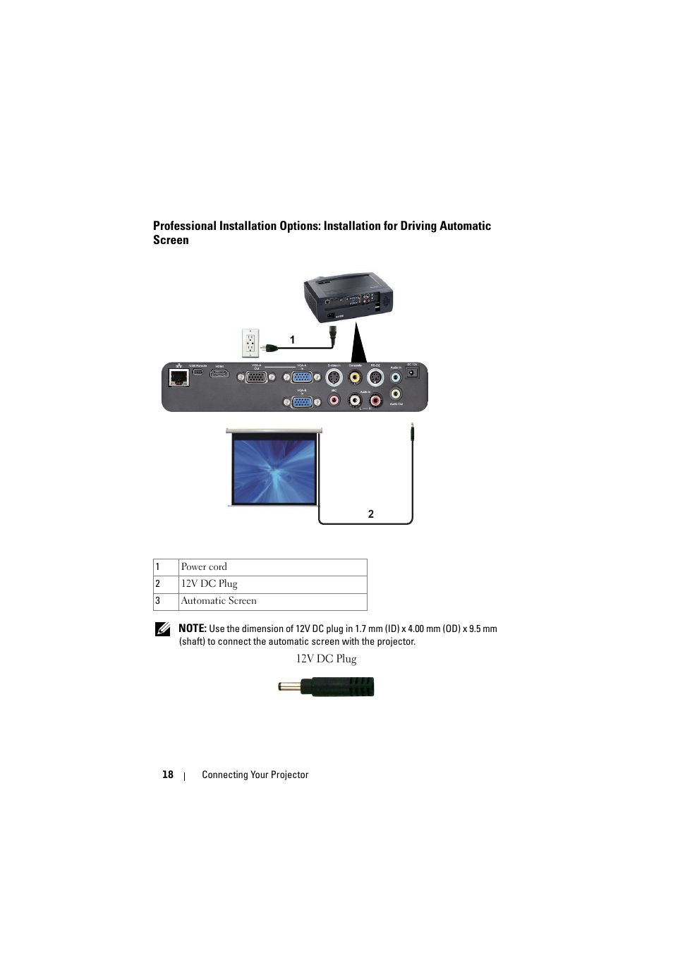 Automatic screen | Dell S300 Projector User Manual | Page 18 / 81