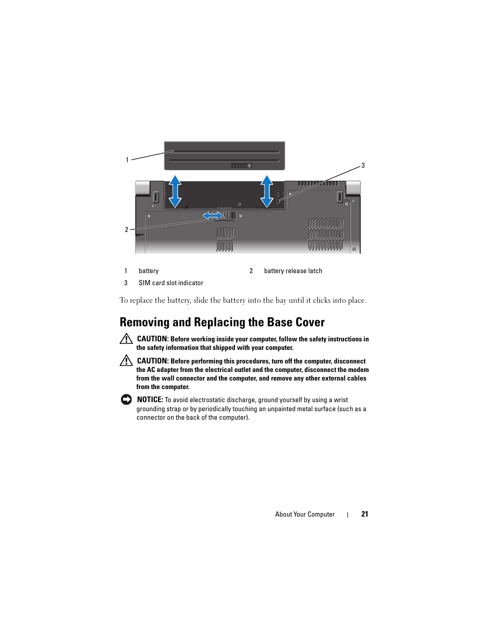 Removing and replacing the base cover | Dell Studio 1735 (Mid 2008) User Manual | Page 21 / 64