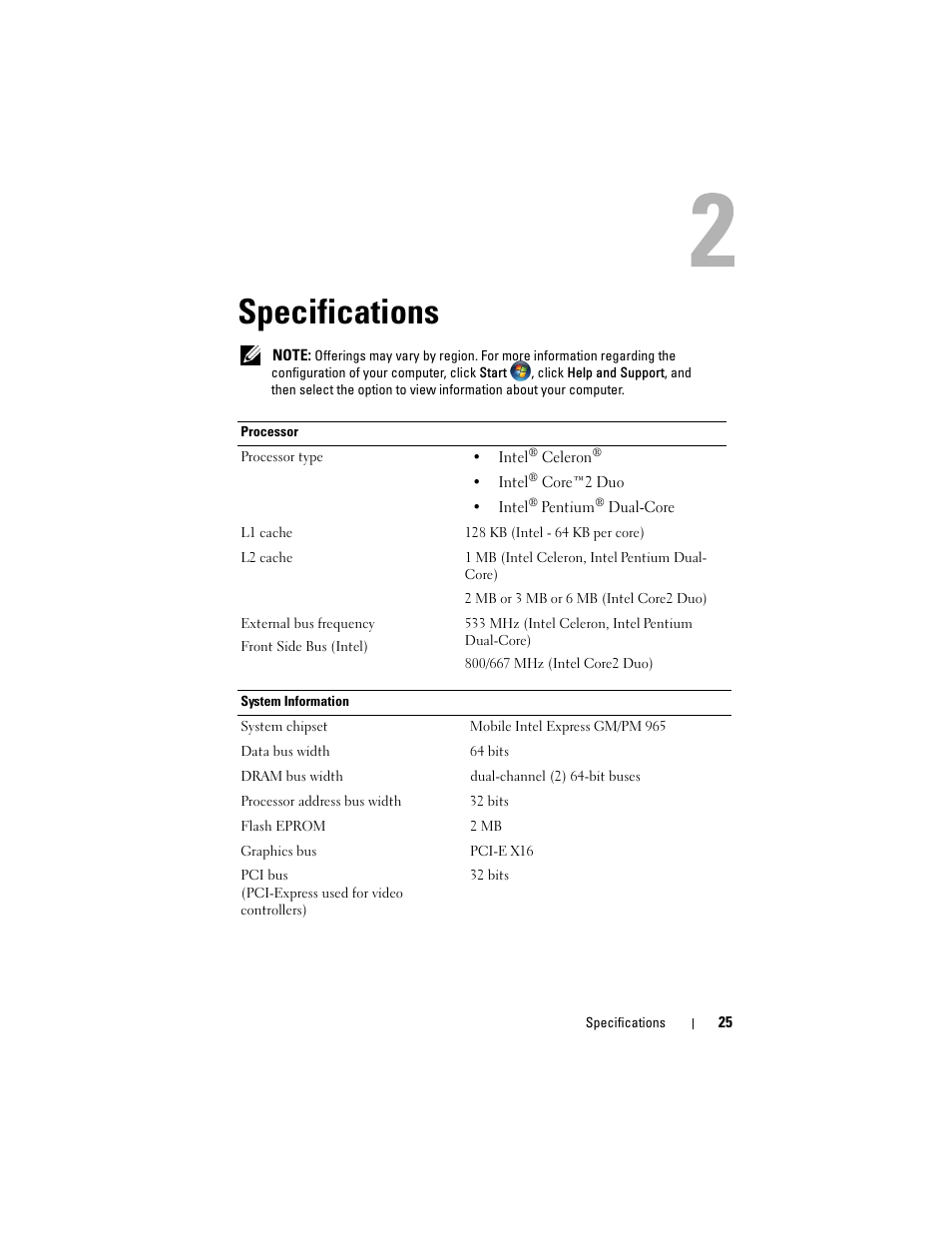Specifications | Dell Studio 1735 (Mid 2008) User Manual | Page 25 / 64