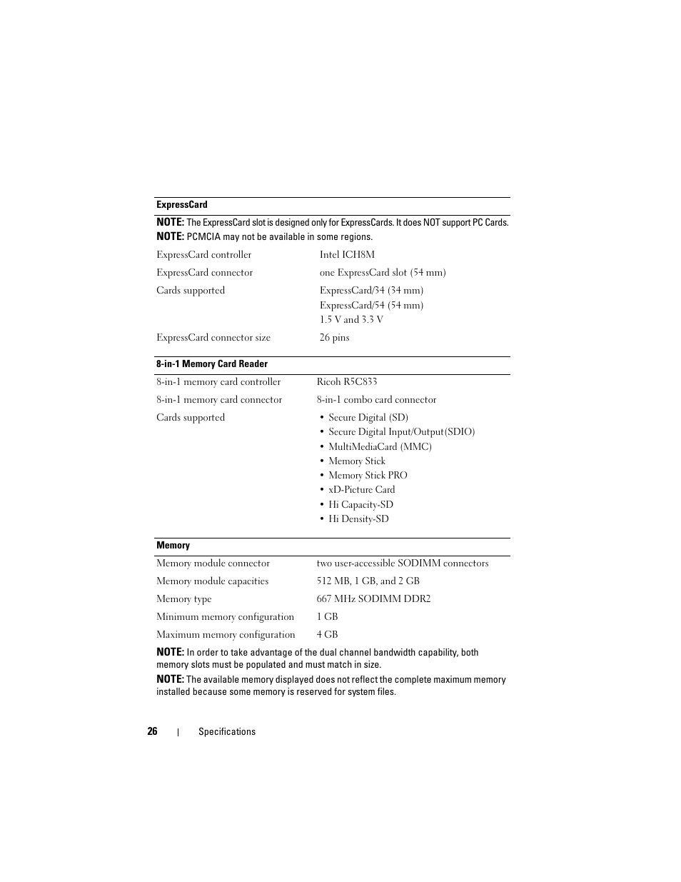 Dell Studio 1735 (Mid 2008) User Manual | Page 26 / 64