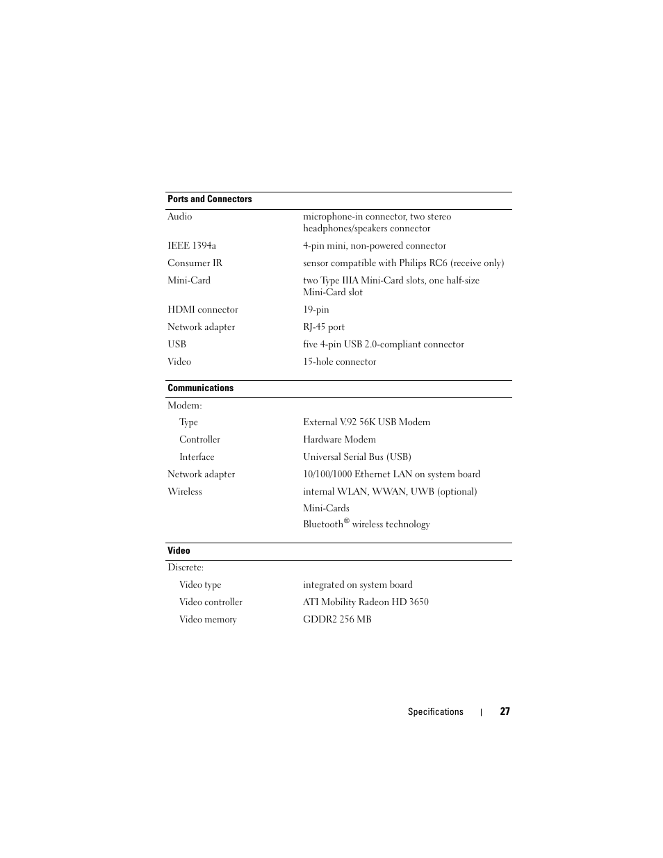 Dell Studio 1735 (Mid 2008) User Manual | Page 27 / 64
